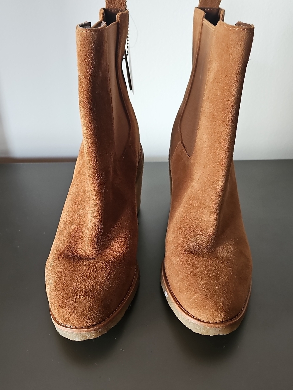 Lauren By Ralph Lauren Brown Suede Women's Marianna Sz 8 Chelsea Heel Boots $195